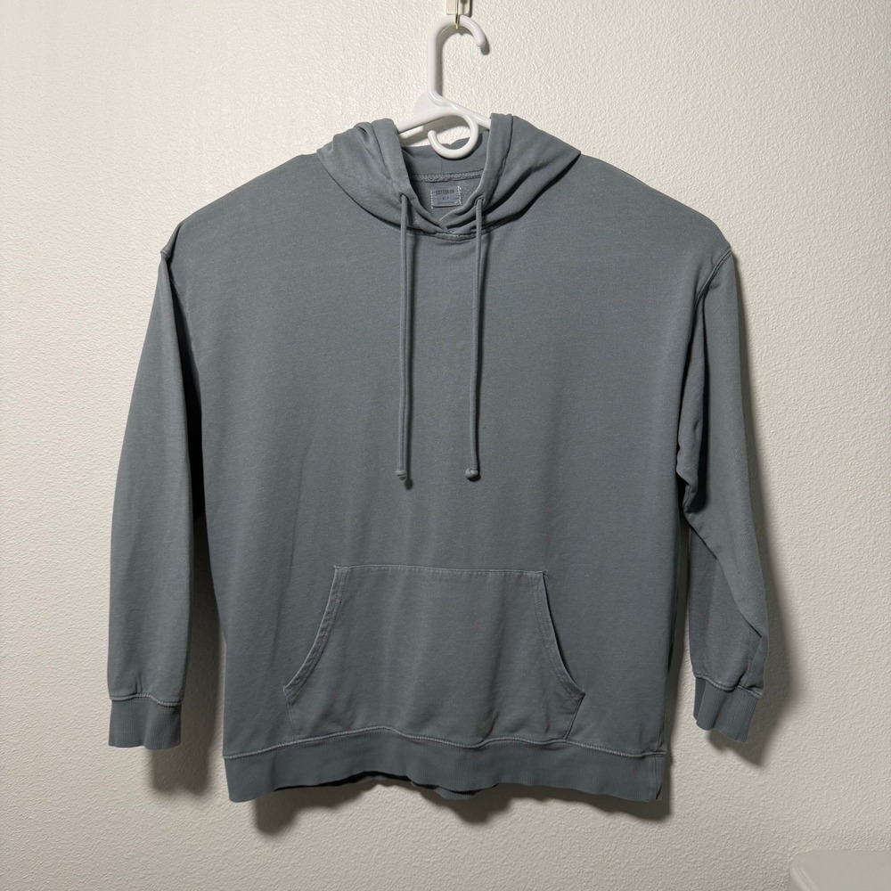 Cotton On Mens Relaxed Pullover Hoodie Blue Gray Cotton Blend Size S